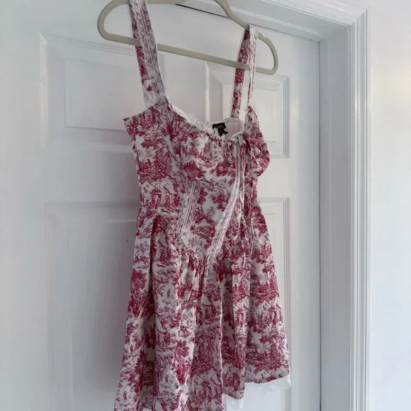 NWT BOOHOO Porcelain Toile Print Strappy Milkmaid Mini Dress 4 - Picture 6 of 10